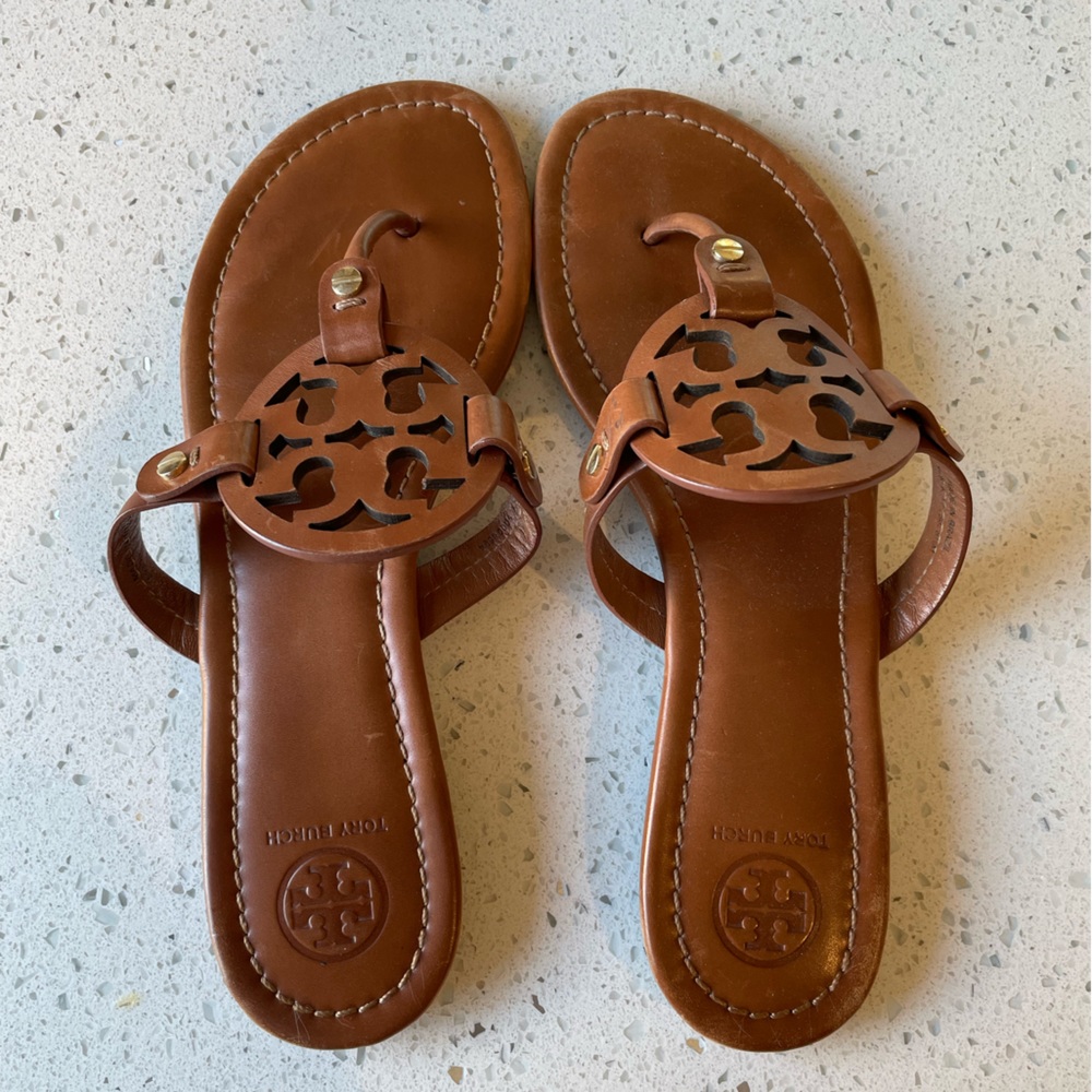 Tory Burch miller sandals, leather. Size 8.5. Used.